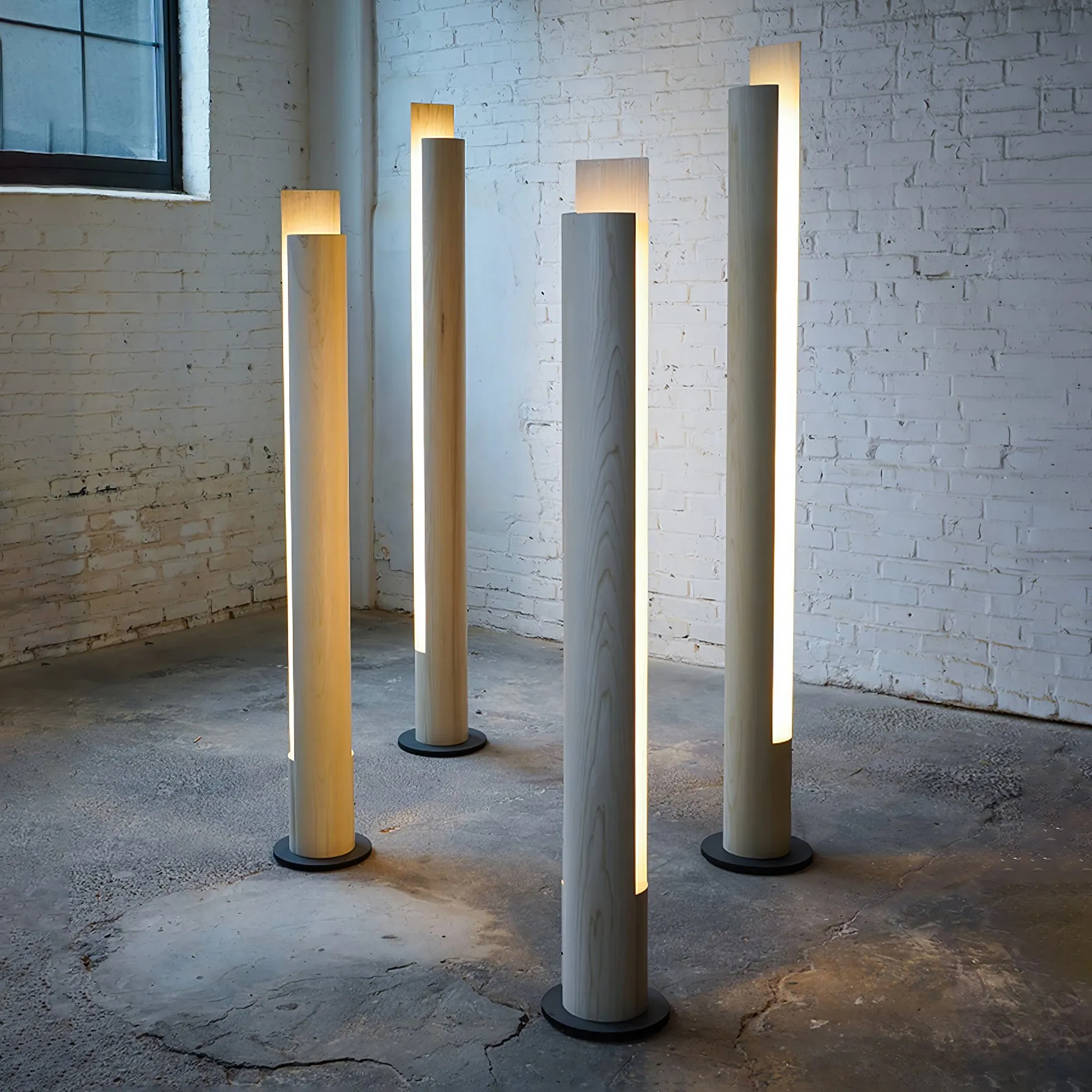 Cylindrical Timber Column Floor Lamp