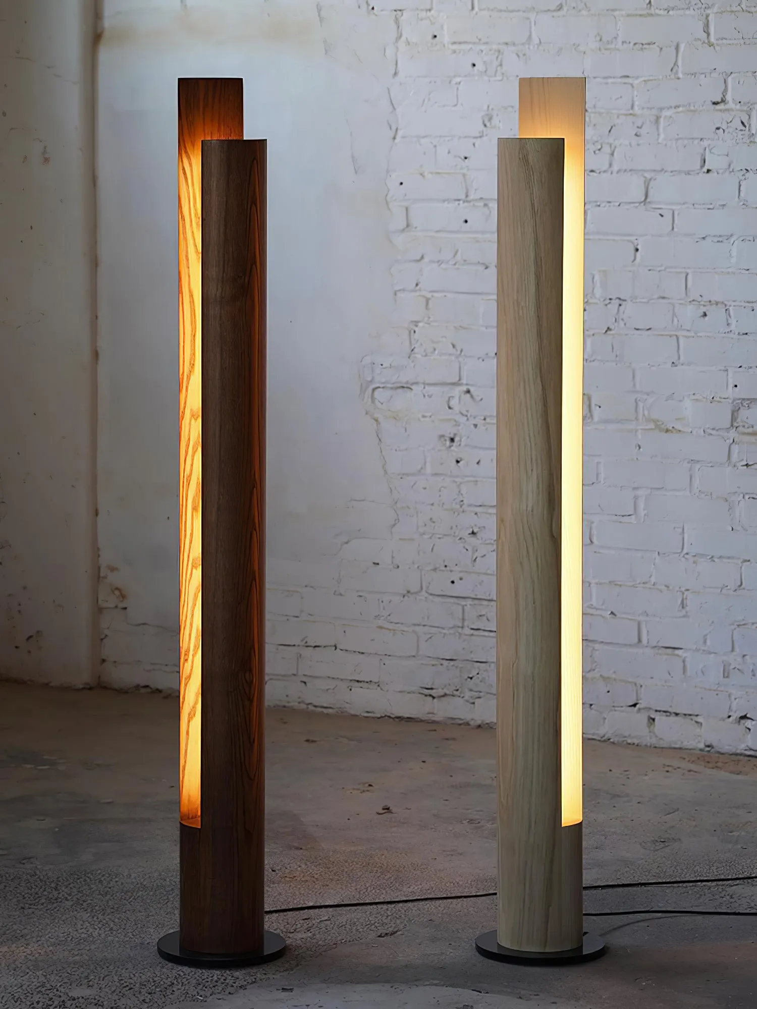 Cylindrical Timber Column Floor Lamp