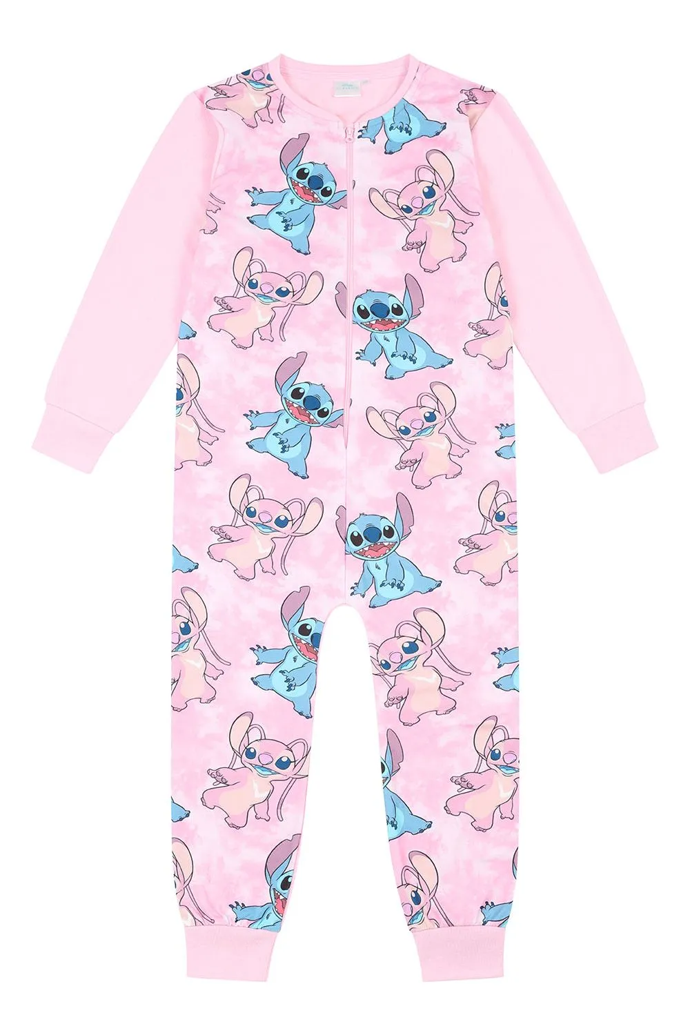 Disney Girls Lilo and Stitch Stitch & Angel Pink Fleece Sleepsuit Kids All in One