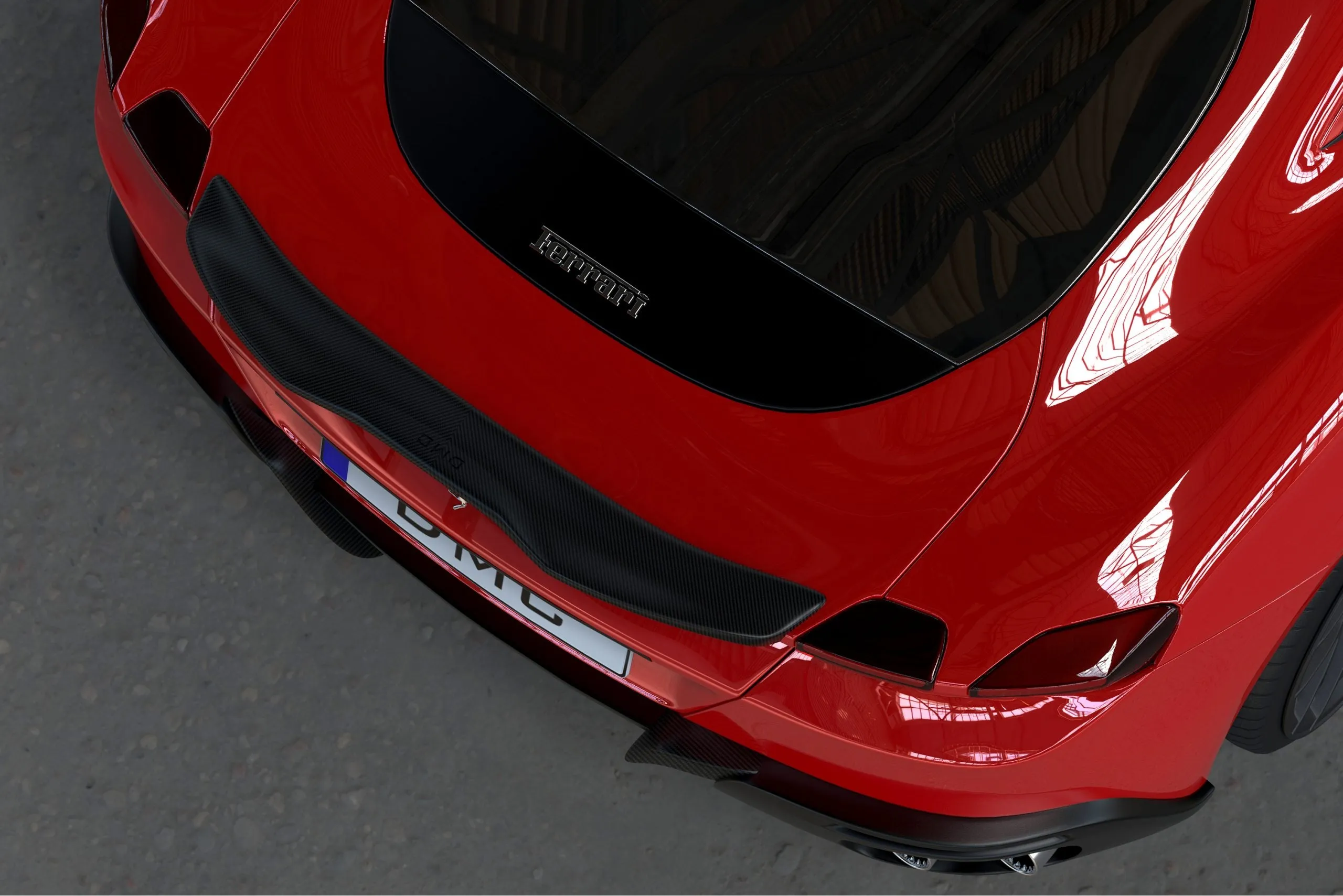 DMC Ferrari Roma Forged Carbon Fiber Rear Wing Duck Spoiler Trunk Lip (DMC Aero Kit) fits the OEM Body Coupe