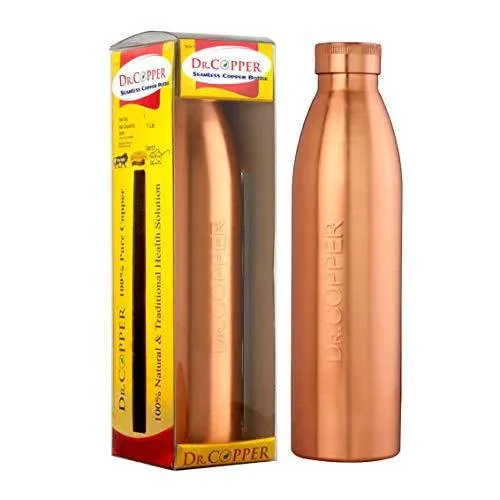 Dr. Copper World's First Seam Less Copper Water Bottle, Copper Bottles for Water 1 Liter,100% Pure Copper Water Bottles 1 Litre Best, Leak Proof Copper Bottles 1 Litre 1000ml