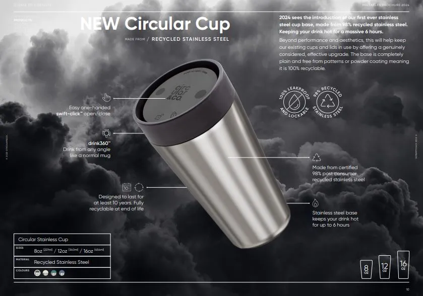 DWCC 3169 Circular Cup - Recycled Stainless Steel Cup 12oz