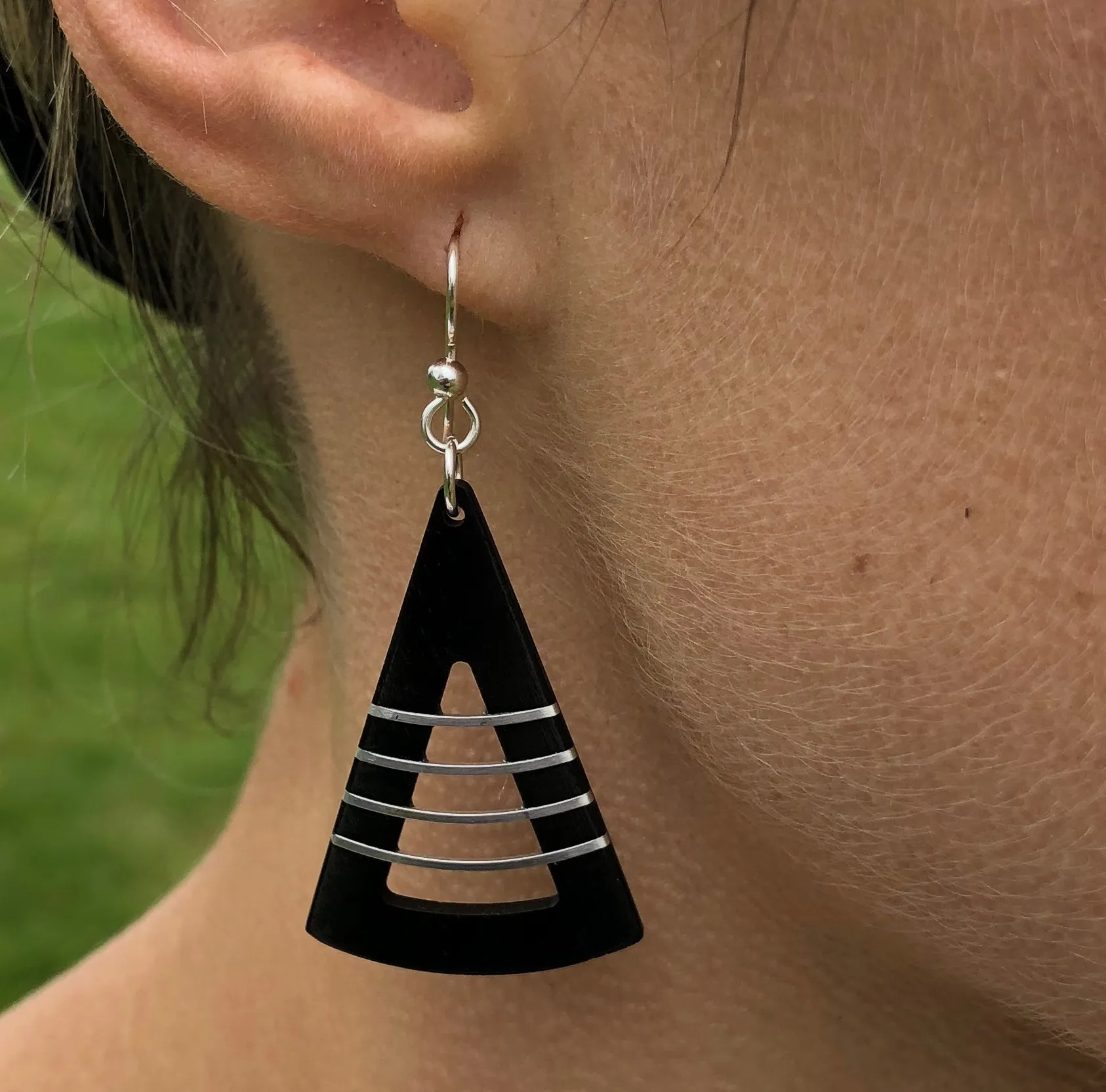 Earrings - Open Silver Fans