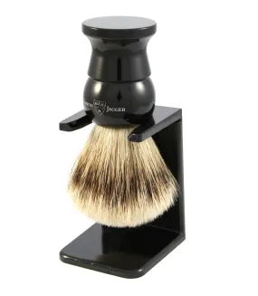 Edwin Jagger Best Badger Shaving Brush with Drip Stand, Imitation Ebony, Medium