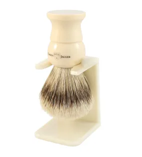 Edwin Jagger Best Badger Shaving Brush With Drip Stand, Imitation Ivory, Medium