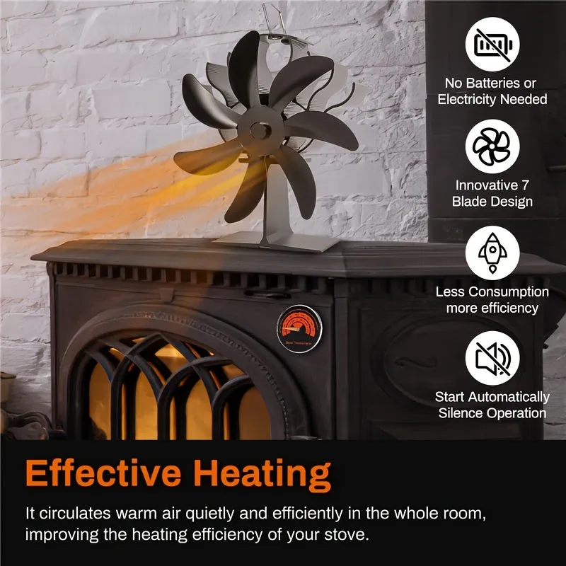 Efficient Heat Distribution with 7Blade Stove Fan  Perfect for Home Fireplace