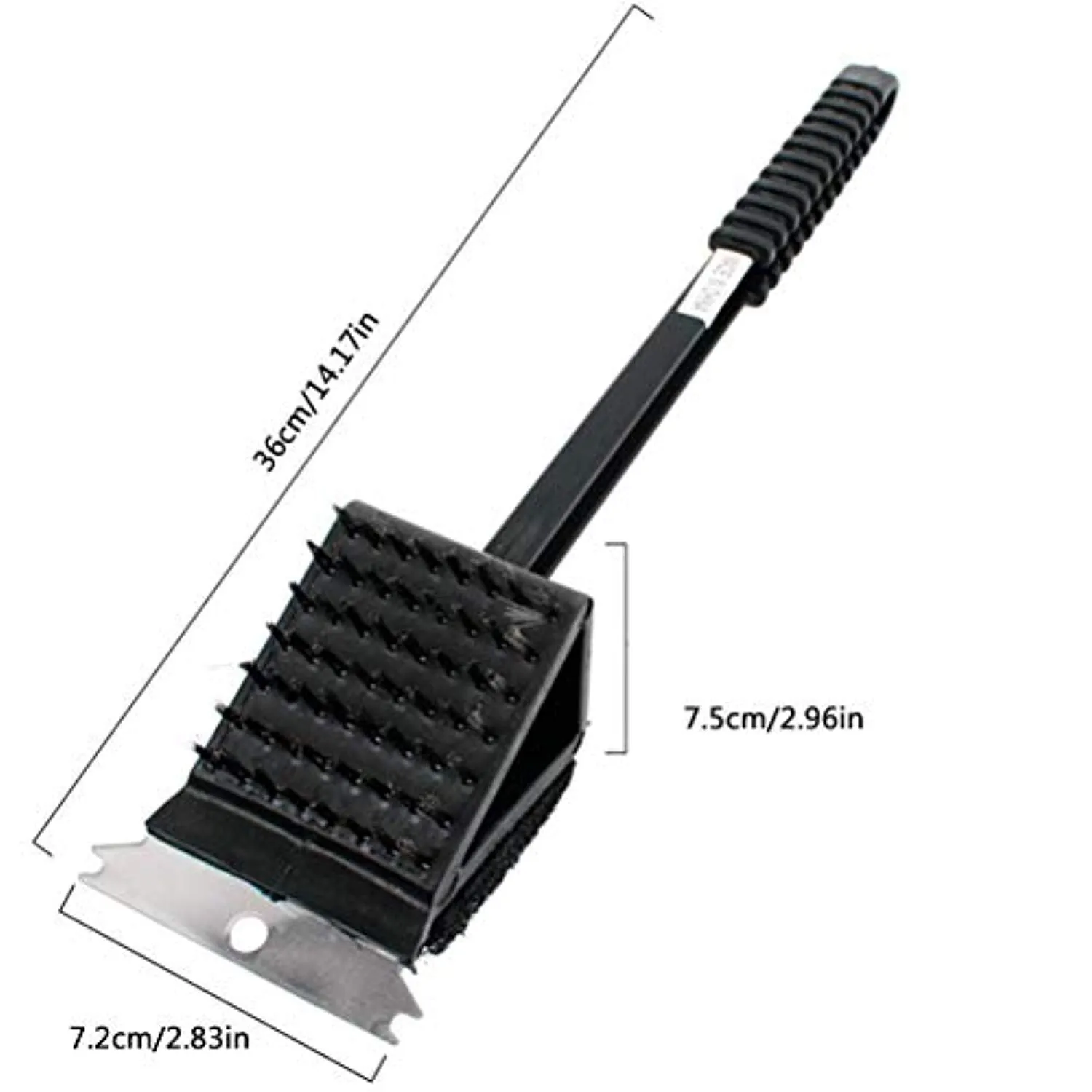 Electomania Plastic BBQ Grill Cleaning Brush with Scrapper Plastic BBQ Grill Cleaning Brush with Scrapper Woven Bristles BBQ Grate Cleaning Tool (Black)