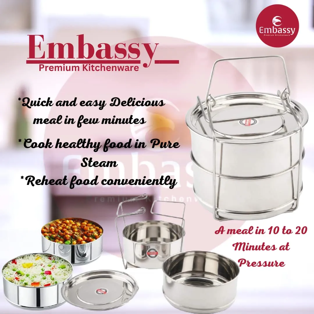 Embassy Stainless Steel Cooker Separator Suitable for 3 Ltrs Prestige Popular and Popular Plus Outer Lid Cookers (Steel)