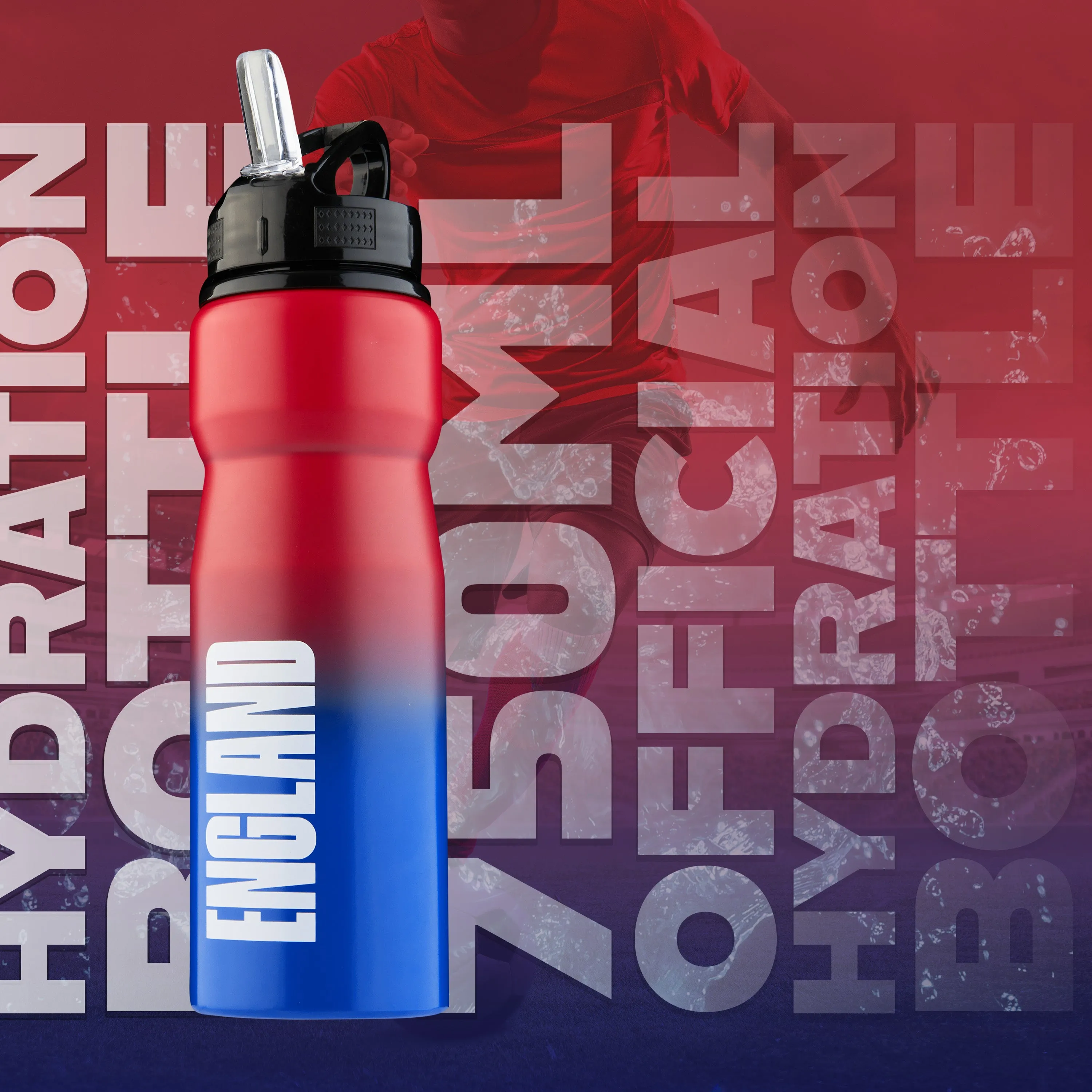 England FA Water Bottle with Straw - Metal Water Bottle for Football Fans