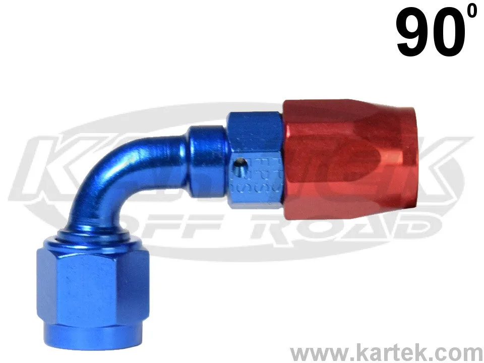 Fragola AN -12 Red And Blue Anodized Aluminum Series 3000 Cutter Style 90 Degree Bent Tube Hose Ends