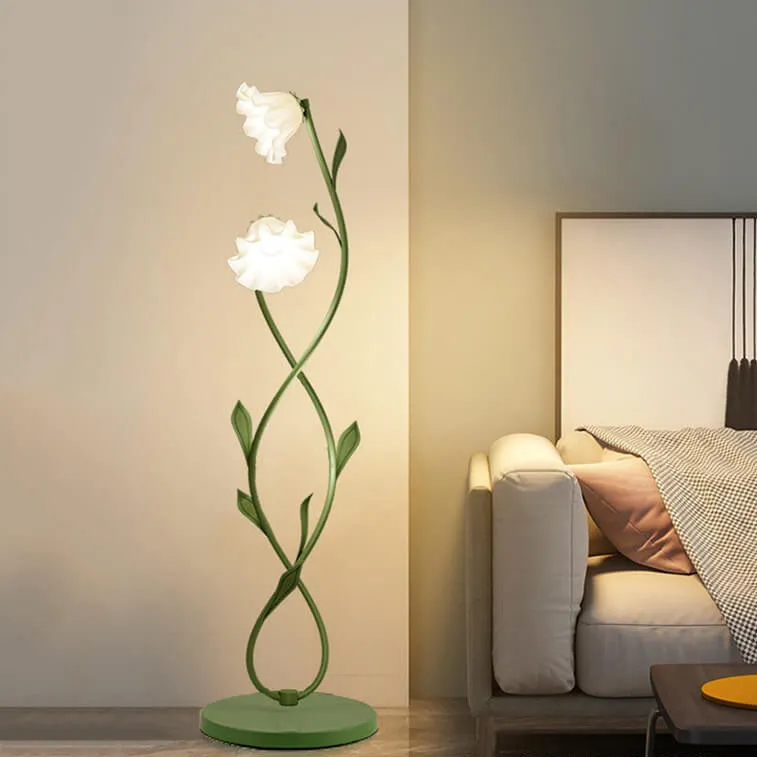 French Light Luxury Flower Glass Hardware Base 2/3-Light Standing Floor Lamp