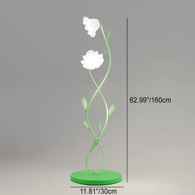 French Light Luxury Flower Glass Hardware Base 2/3-Light Standing Floor Lamp