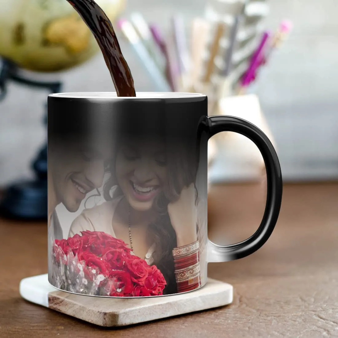 GiftsOnn Personalized Black Magic Photo mug Gift for rakhi, rakasha bandhan (320 ml, Black) (Black Magic), rakhi for brother, Gift for Sister, rakhi for brother and bhabhi,rakhi gift set, rakhi Gifts