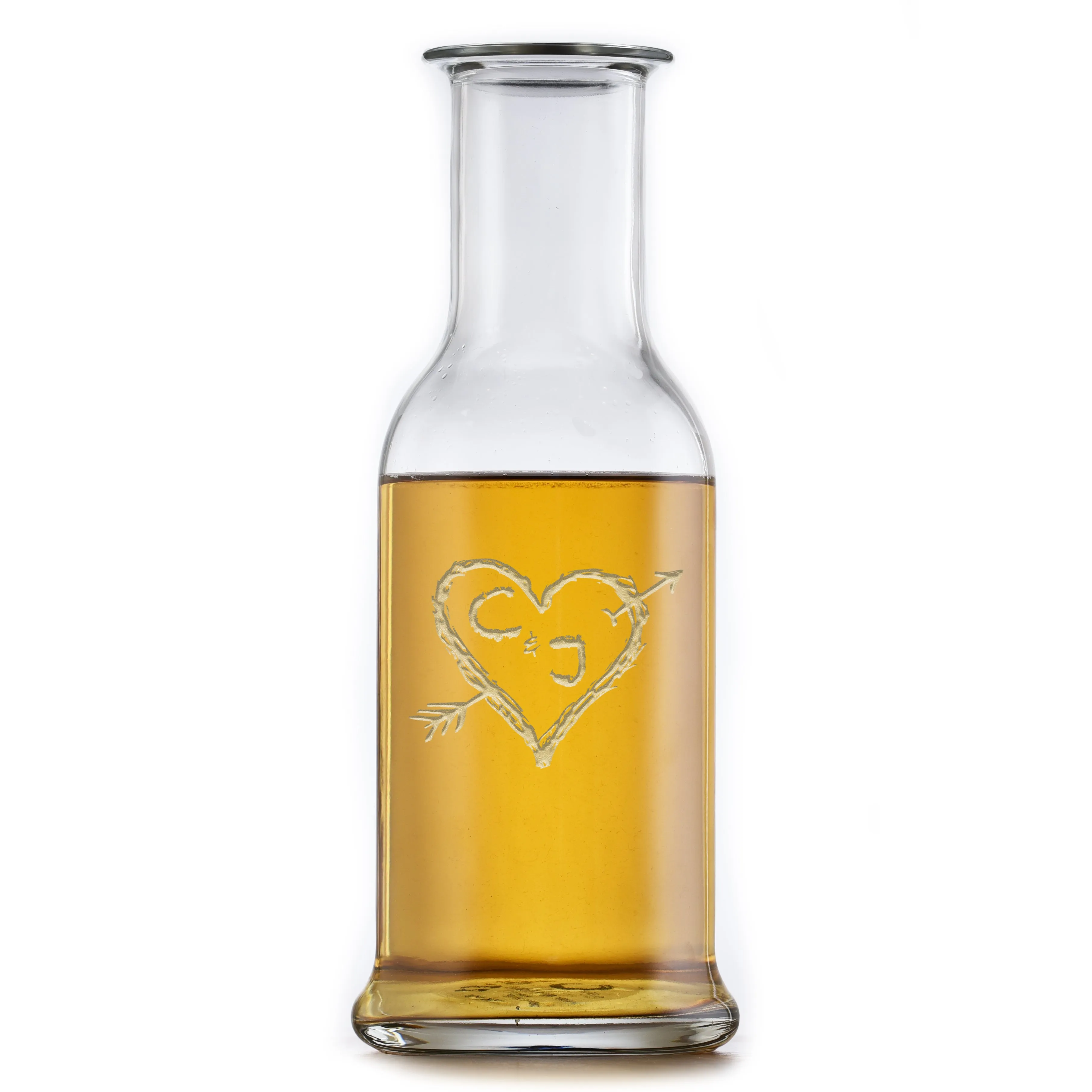 Heart and Arrow Etched Wine Carafe