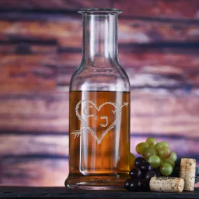 Heart and Arrow Etched Wine Carafe