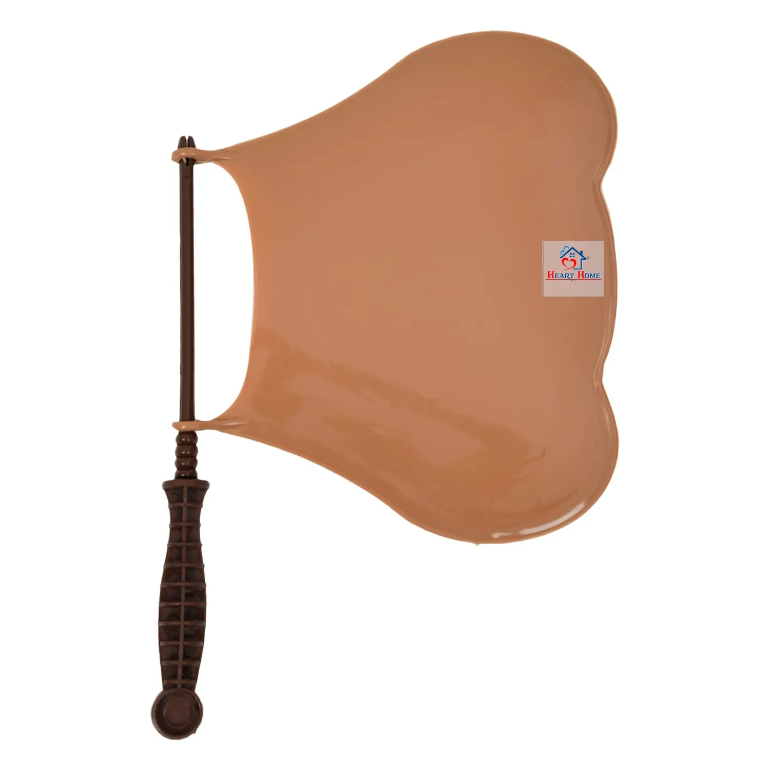 Heart Home Hand Fan | Plastic Hath Pankha | Hand Fan for Summer | Beejna for Natural Air | Caty Fan | Useful for Travel | Hand Fan for Cool Air | Brown