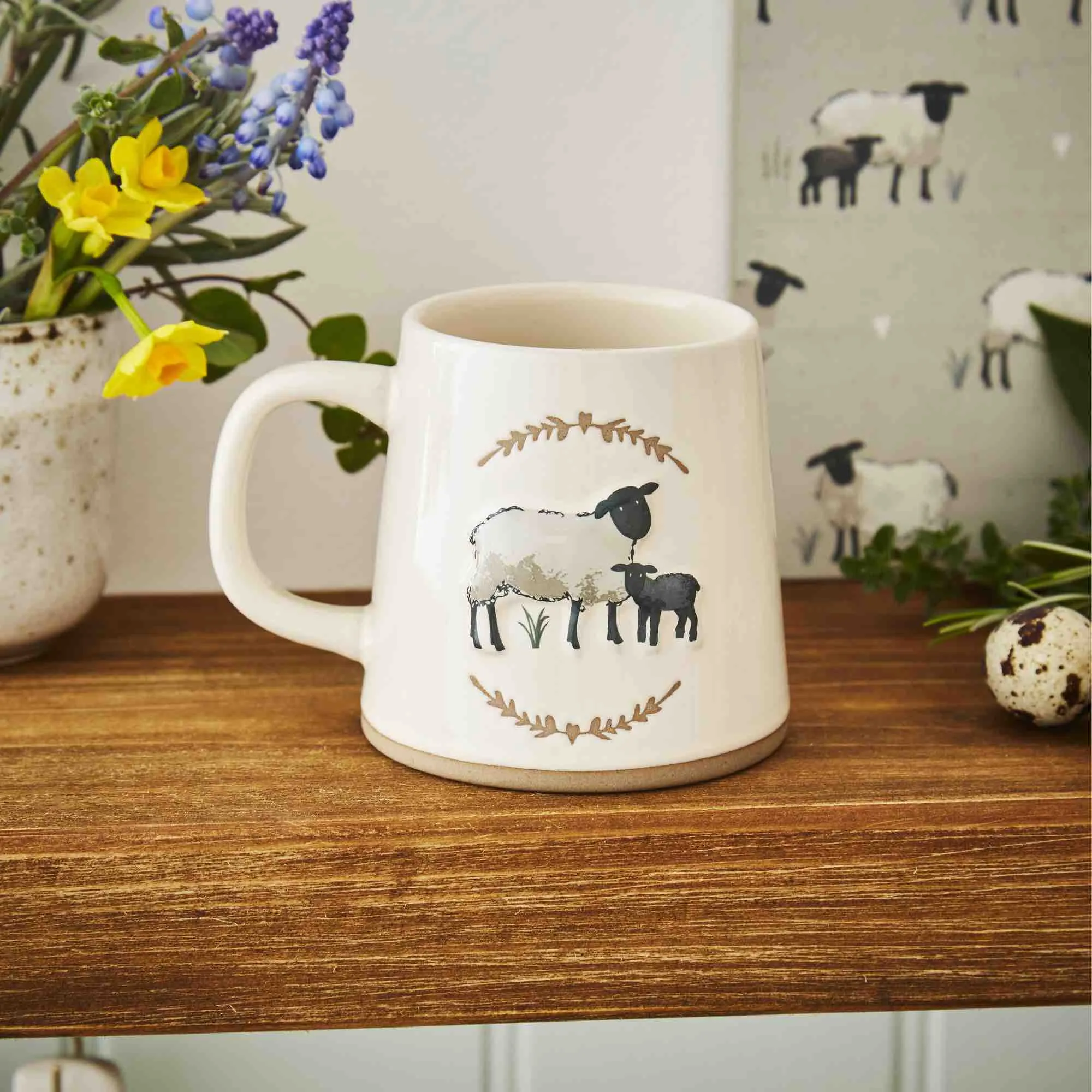 Highland Sheep Reverse Conical Mug - Cream