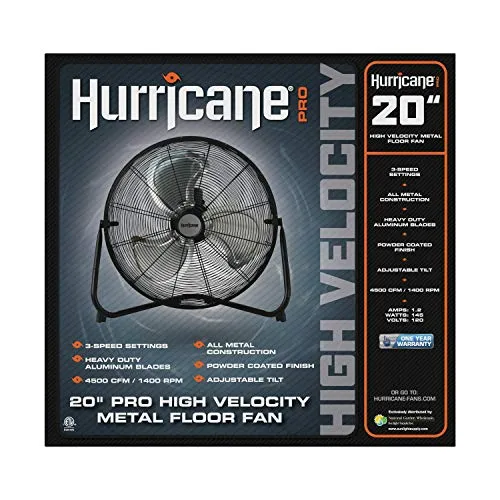 Hurricane Pro High Velocity Metal Floor Fan, 20