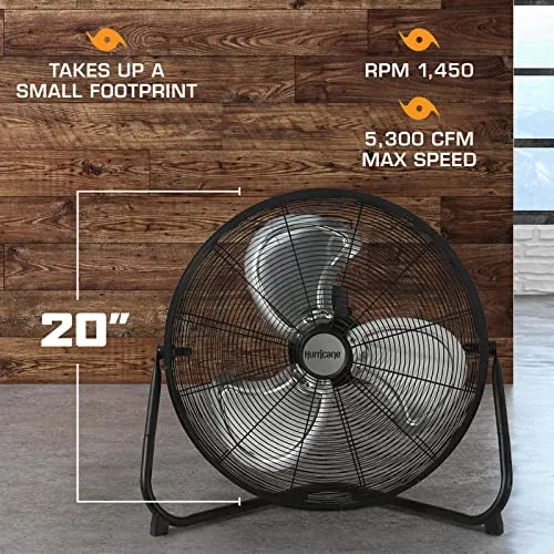 Hurricane Pro High Velocity Metal Floor Fan, 20