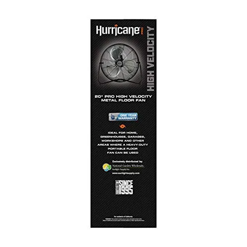 Hurricane Pro High Velocity Metal Floor Fan, 20