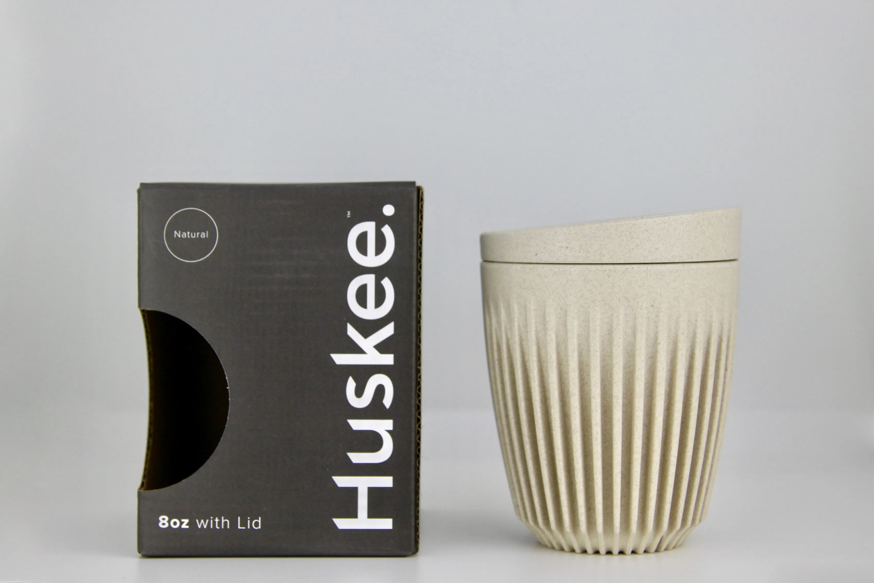 Huskee Reusable Cup and Lid | 8oz | Natural Creamy White