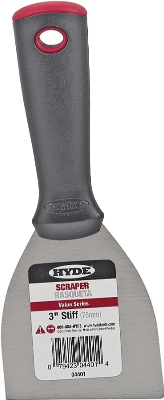 Hyde 04401 Paint Scraper, 3 in W Blade, 1-Edge Blade, HCS Blade, Polypropylene Handle, Ergonomic Handle :EA: QUANTITY: 1