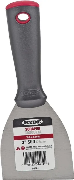 Hyde 04401 Paint Scraper, 3 in W Blade, 1-Edge Blade, HCS Blade, Polypropylene Handle, Ergonomic Handle :EA: QUANTITY: 1