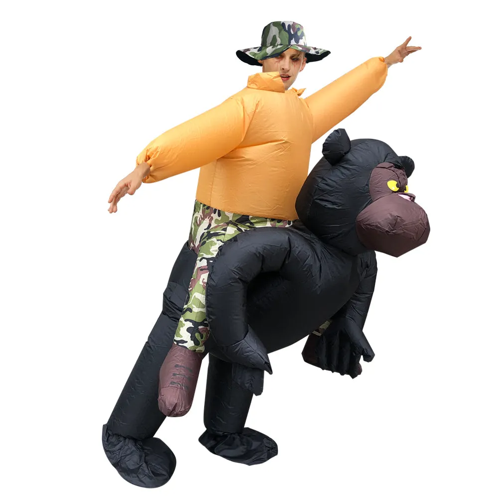 Inflatable Riding Gorilla Costume Roar King Kong Costume For Halloween Carnival Dress Suit Orangutan Mascot Costume