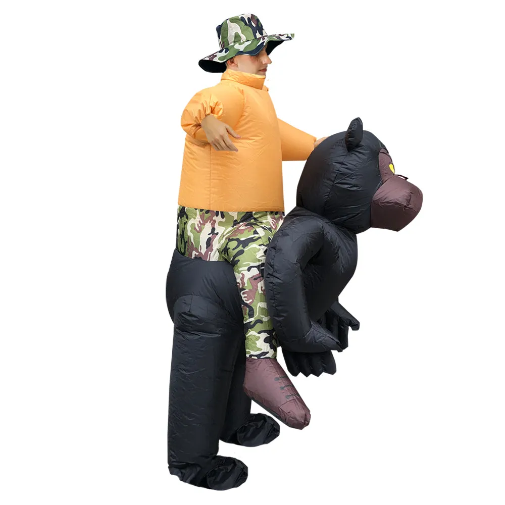 Inflatable Riding Gorilla Costume Roar King Kong Costume For Halloween Carnival Dress Suit Orangutan Mascot Costume