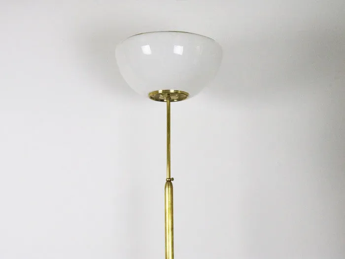 Italian 1970's brass standing lamp with perspex shade