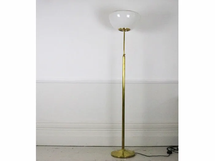 Italian 1970's brass standing lamp with perspex shade