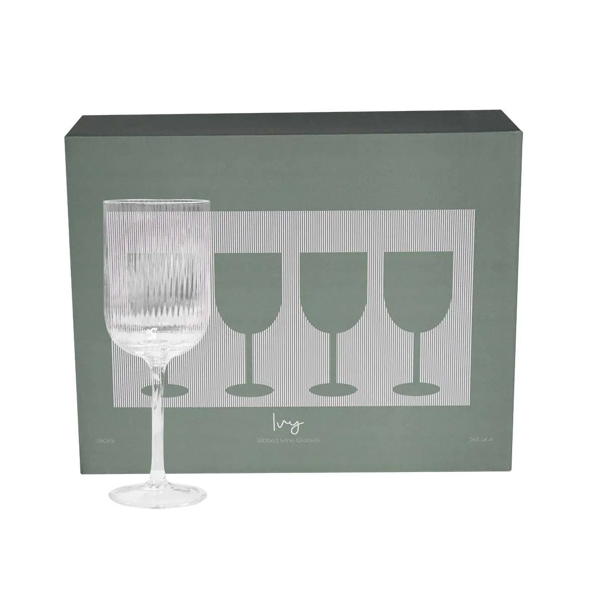 Ivy Ribbed Wine Glass Set