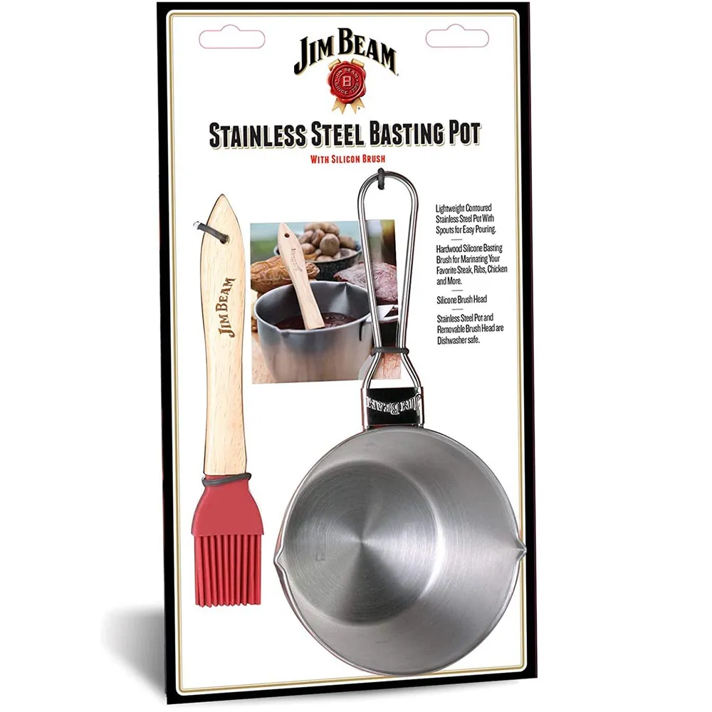 Jim Beam BBQ Durable Stainless Steel Basting Pot and Silicone Basting Brush