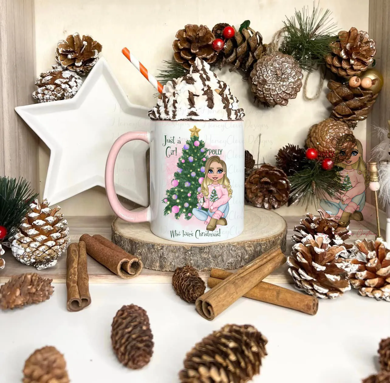 Just a Girl Who Loves Christmas Mug  - Pink Jumper