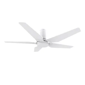 KAJ 52 inch 5-Blade Flush Mount Smart Ceiling Fan with LED Light Kit & Remote - White/White