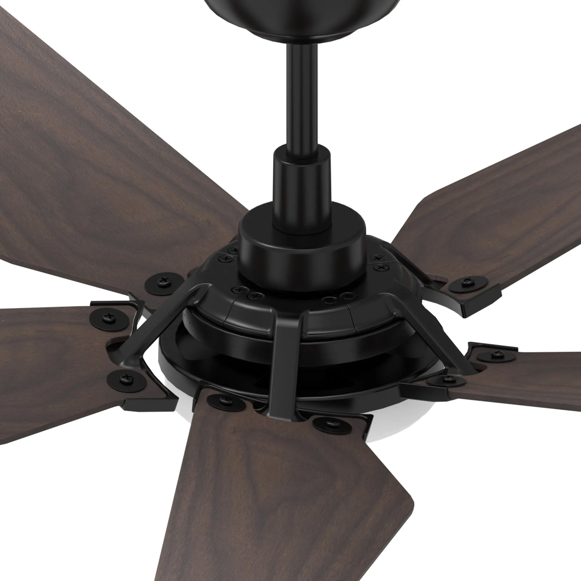 KAJ 52 inch 5-Blade Smart Ceiling Fan with LED Light Kit & Remote - Black/Dark Wood