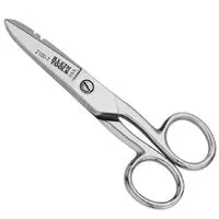 Klein Tools 2100-7 Electrician Scissor, 5-1/4 in OAL, 1-7/8 in L Cut, Steel Blade, Silver Handle :EA: QUANTITY: 1