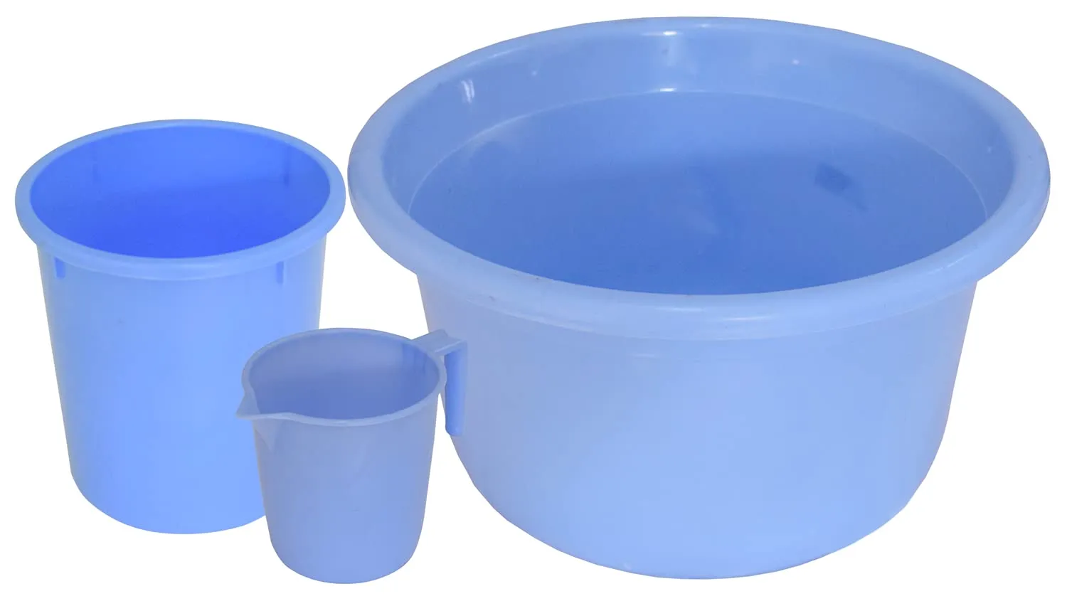 Kuber Industries 3 Pieces Plastic Mug, Dustbin & Tub Set (Blue)