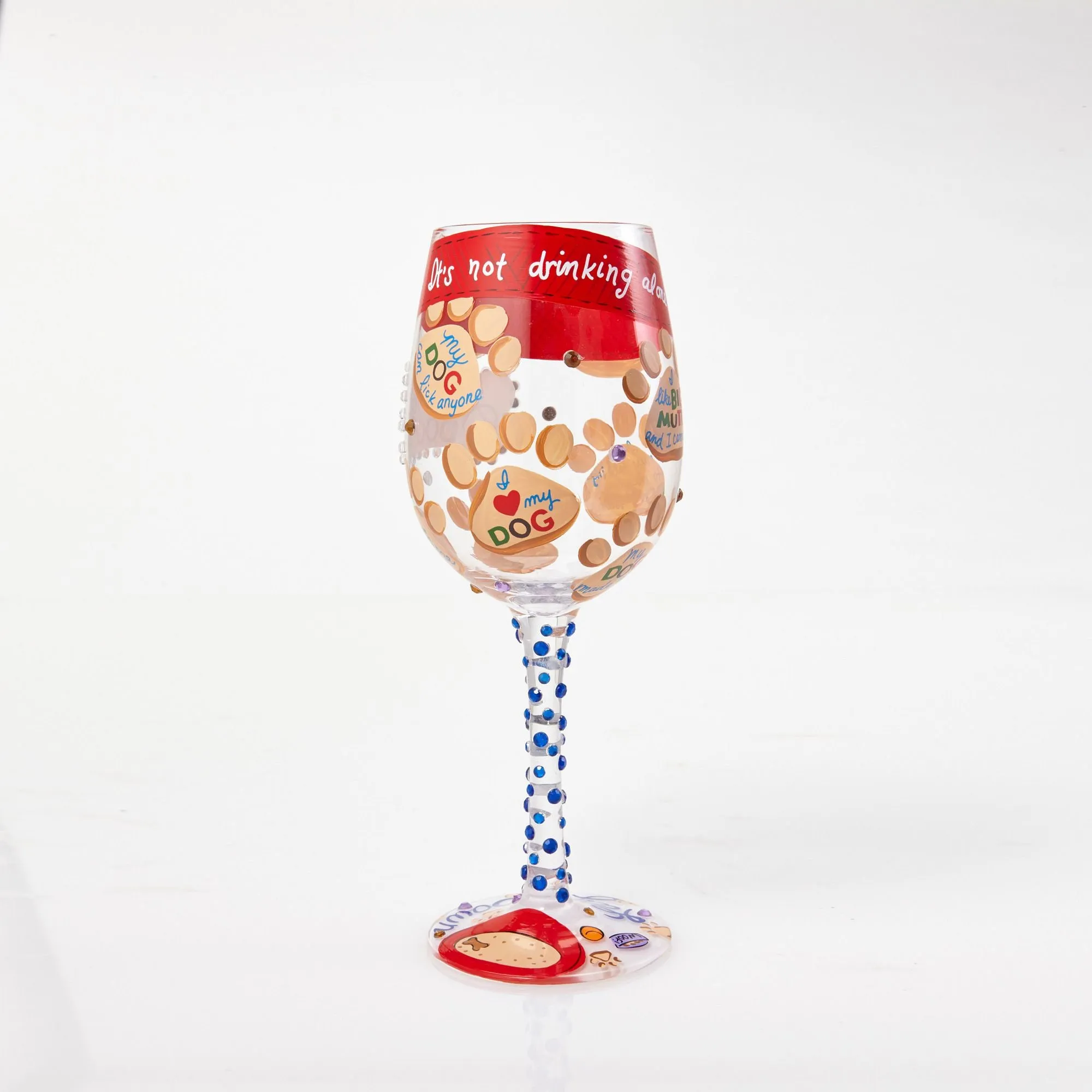 Love My Dog Hand painted Wine Glass, 15 oz.