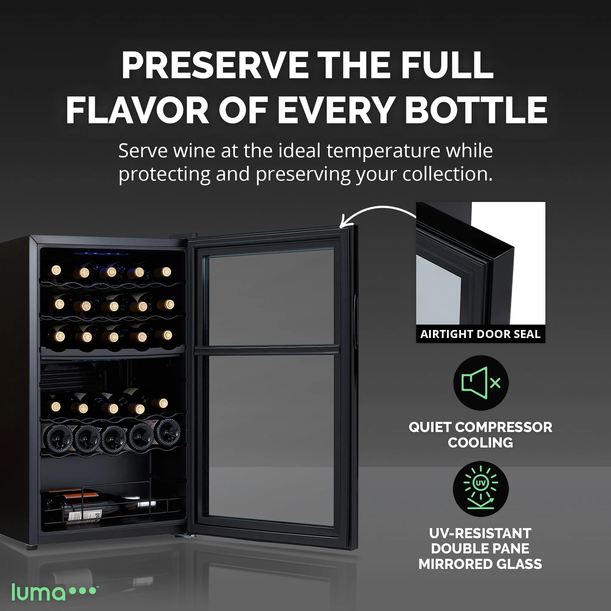 Luma® 33-Bottle 19.5" Black Freestanding Wine Fridge