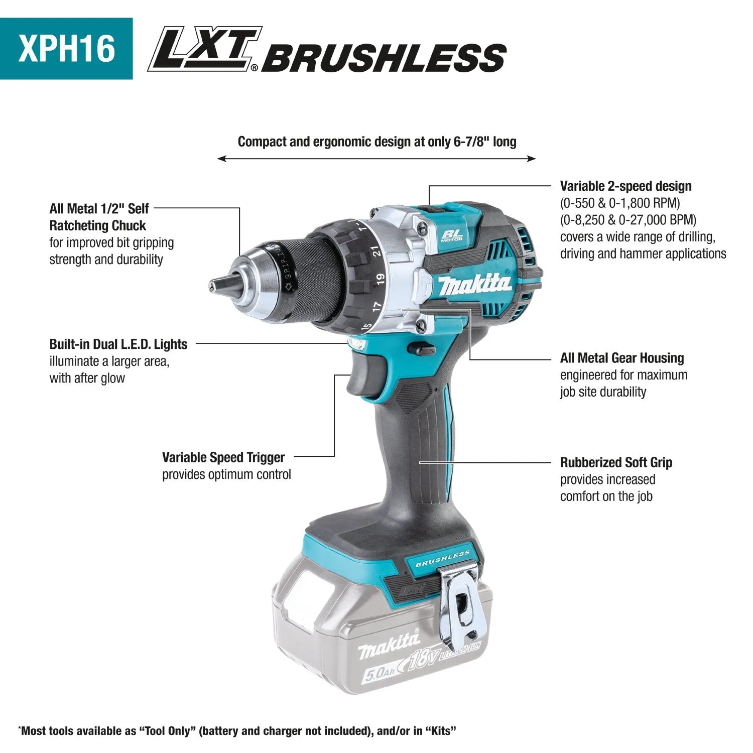 Makita (XT296ST) 18V LXT®  Brushless  2 Pc. Combo Kit (5.0Ah)