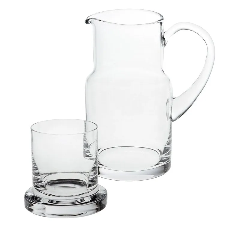 Manhattan Mouth-Blown Crystal Bedside/Desktop Carafe Two-Piece Set