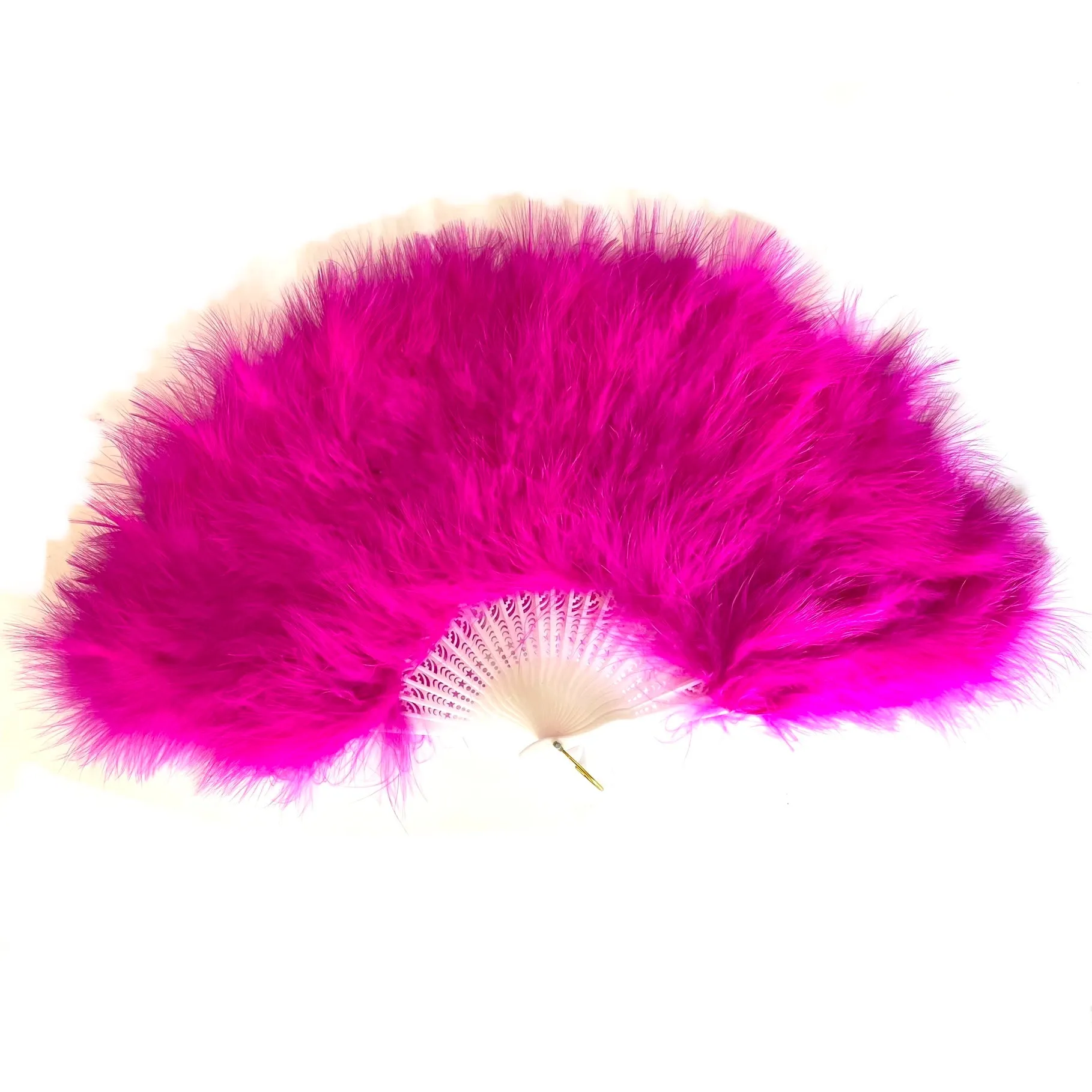 Marabou Large Deluxe Dainty Feather Fan -  Cerise (Style 1)