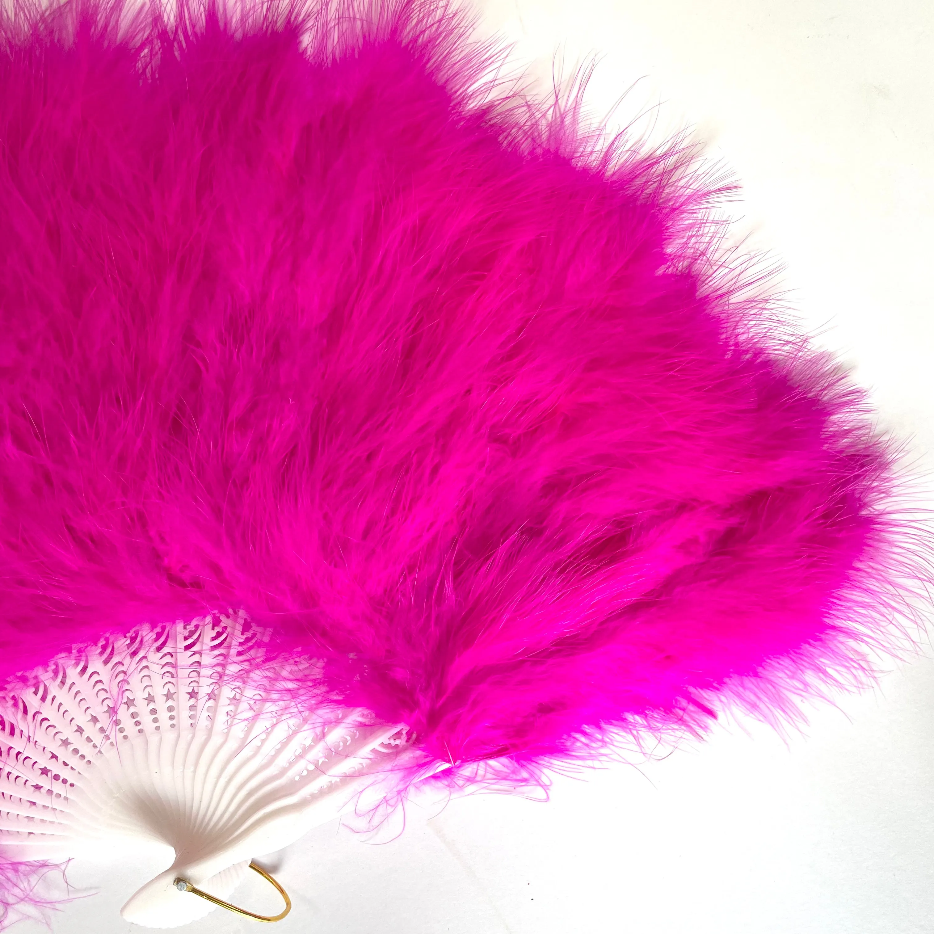 Marabou Large Deluxe Dainty Feather Fan -  Cerise (Style 1)