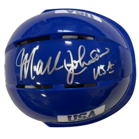 Mark Johnson Autographed Royal Blue Mini Helmet "USA" (#10/10)