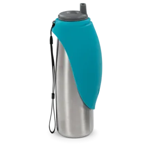 Messy Mutts Insulated Double Wall Dog Travel Water Bottle with flip up bowl