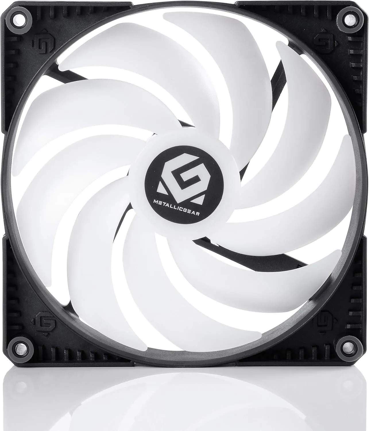 MetallicGear MGF140PRGBBK Skiron MGF140 RGB 140mm Fan PWM High Airflow Nine Blade Design Rubber Dampening Washers Integrated RGB Lighting