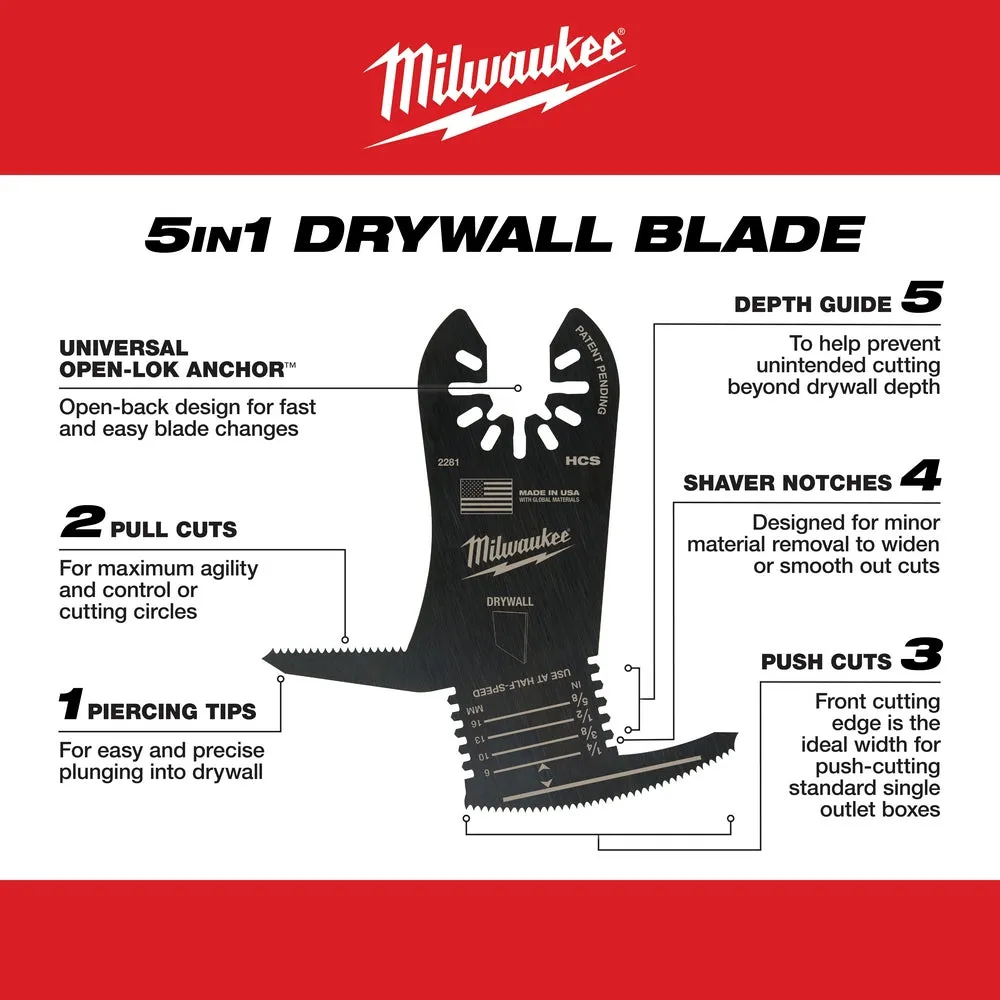 Milwaukee 49-25-2281 OPEN-LOK  5 IN 1 Drywall Blade - 1 PK