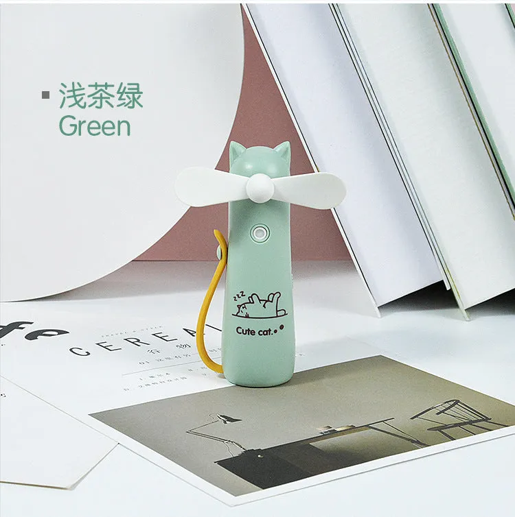 Mini Fan Halter Creative Cute Rope Holding Student Portable Handheld USB Water Spray Fan