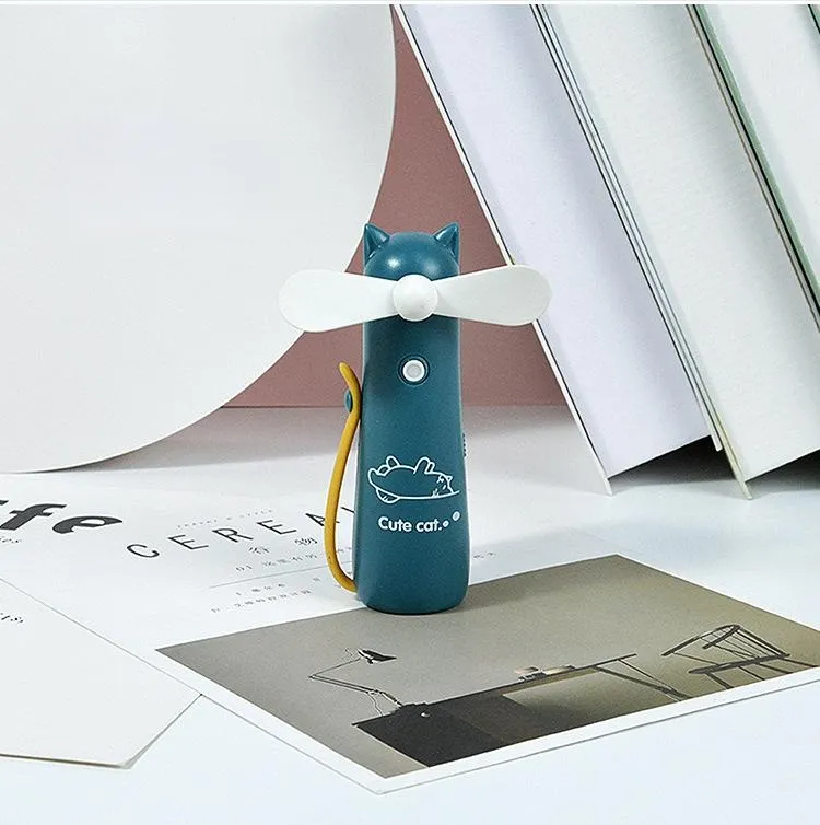 Mini Fan Halter Creative Cute Rope Holding Student Portable Handheld USB Water Spray Fan